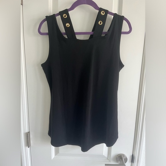 NWT Belldini Black Top with Gold Hoop Accents Medium - Picture 2 of 6